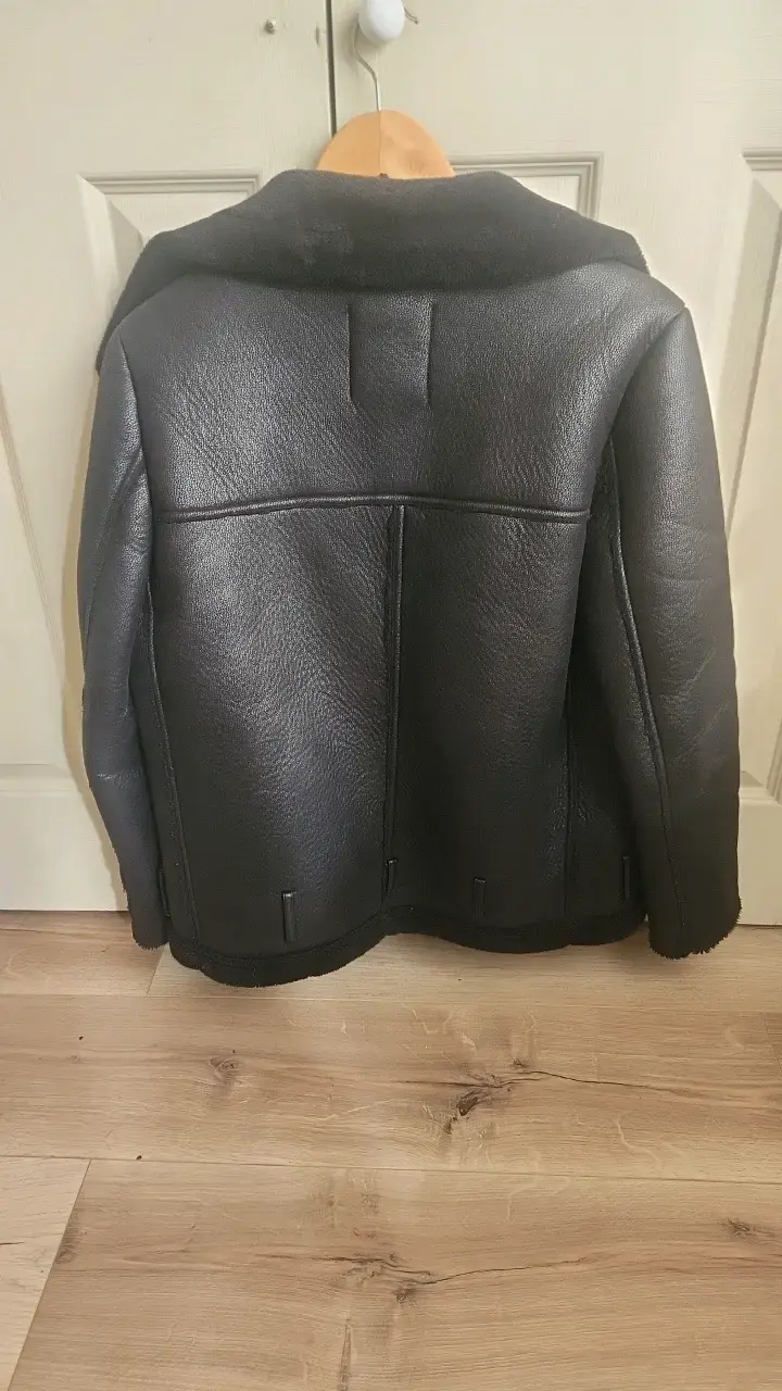 Chaqueta de cuero negra Zara con forro - 3