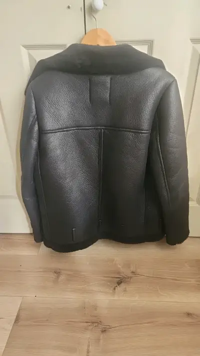 Chaqueta de cuero negra Zara con forro - miniatura 3