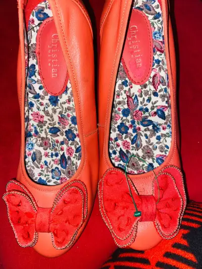 Zapatos de cuña naranjas con lazo Christian - miniatura 2