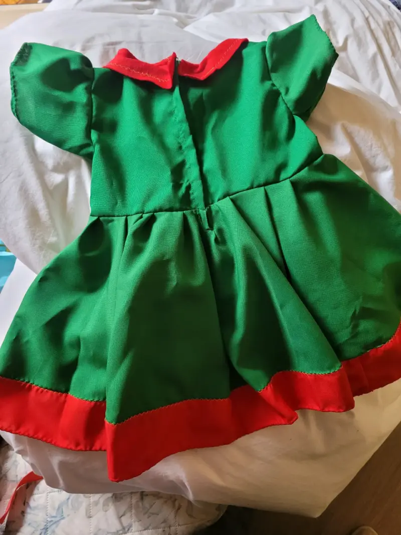Duende, vestido infantil verde con detalles rojos - 2