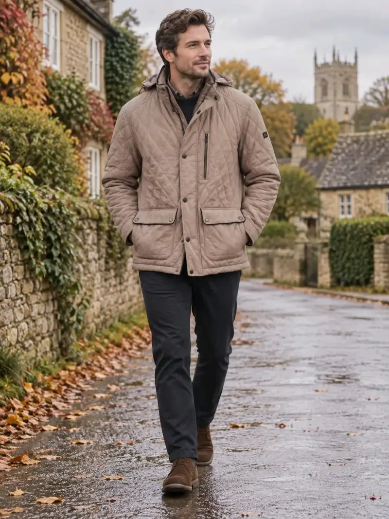 Chaqueta acolchada beige para hombre - 1
