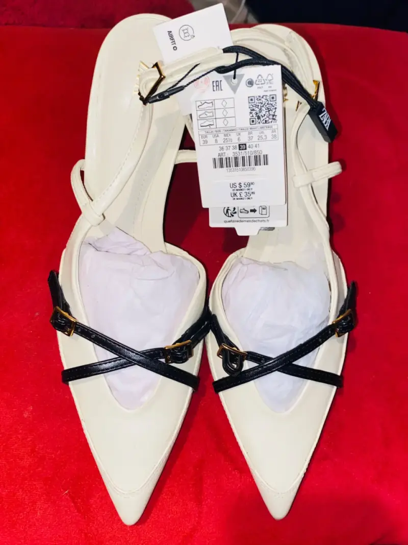 Tacones de cuero blanco y negro Zara - 2