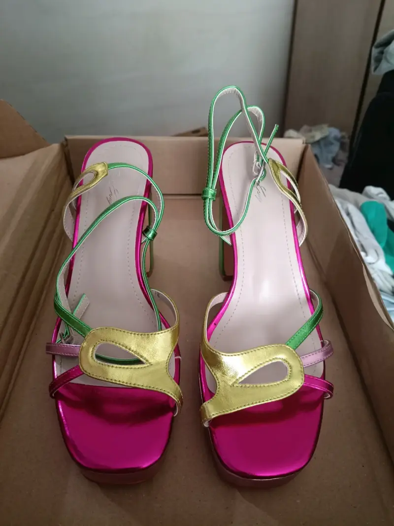 Sandalias de tacón alto multicolor para mujer - 2