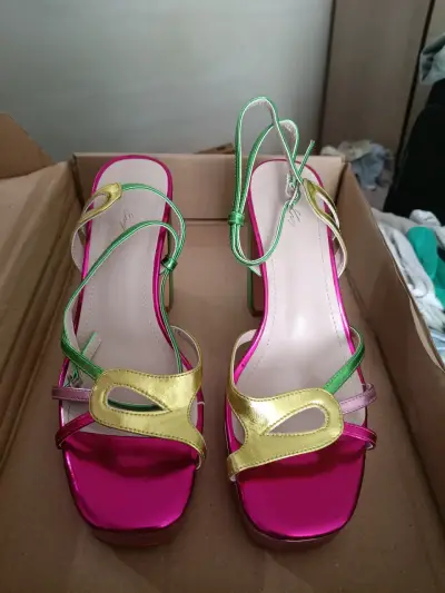 Sandalias de tacón alto multicolor para mujer - miniatura 2