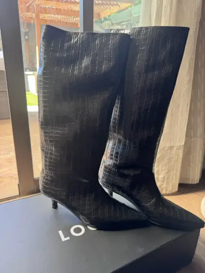 Botas altas negras de cuero original - miniatura 4