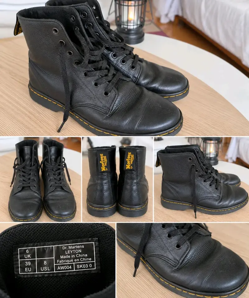 Botas de cuero negras Dr. Martens Leyton