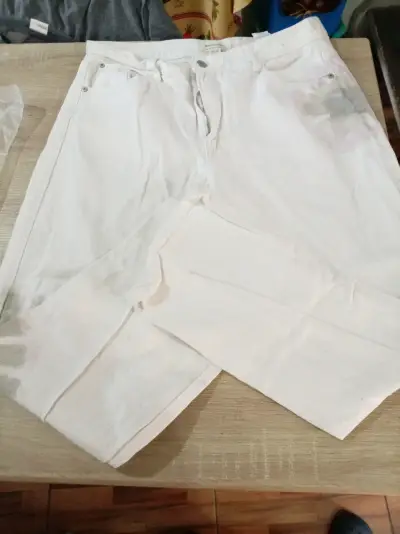 Pantalones blancos rectos para hombre o mujer - miniatura 1