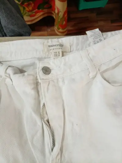 Pantalones blancos rectos para hombre o mujer - miniatura 2
