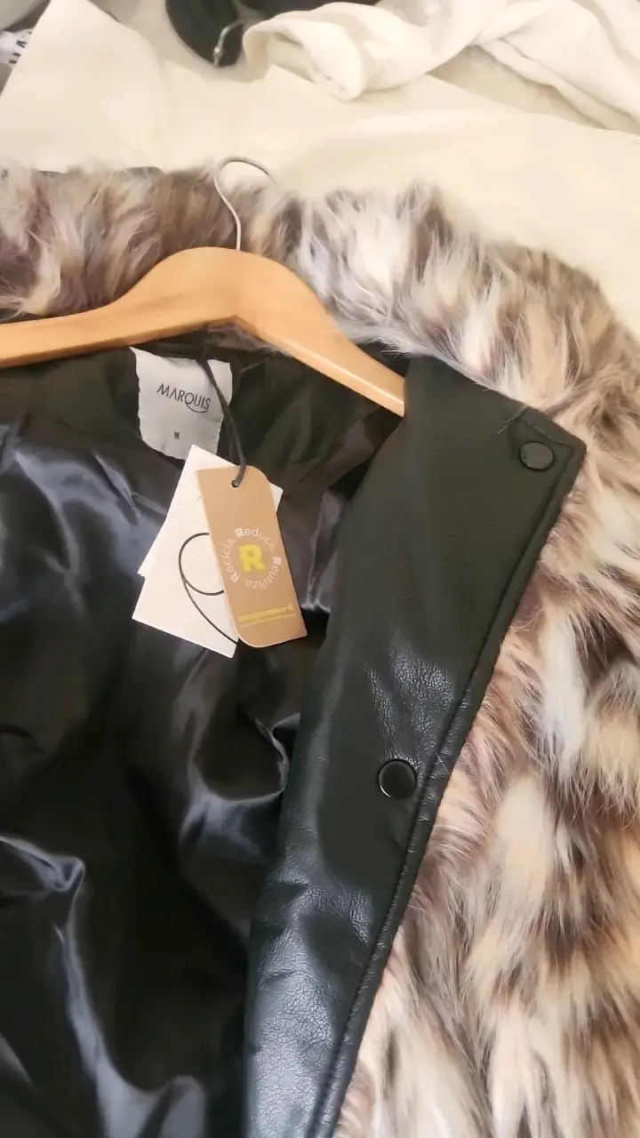 Chaqueta de piel sintética estampado animal para mujer - 5