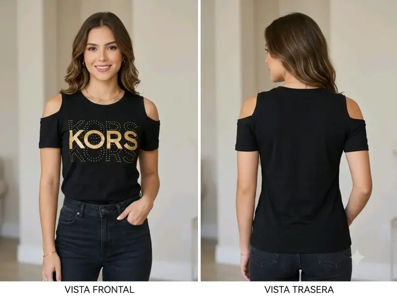 Polera negra Michael Kors con hombros descubiertos - 1