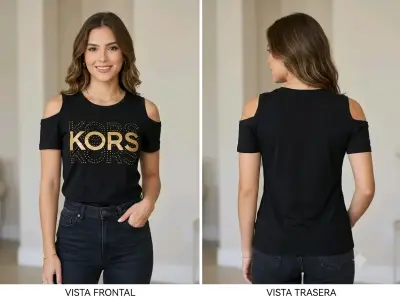 Polera negra Michael Kors con hombros descubiertos - miniatura 1