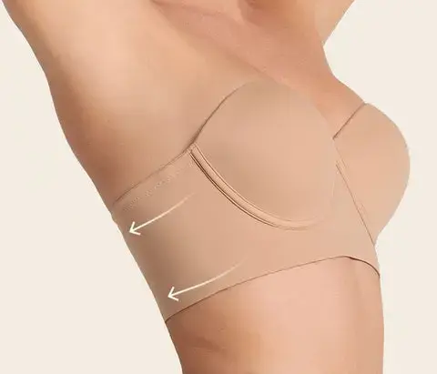 Sostén strapless beige con soporte - 2