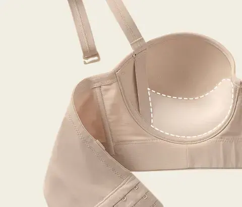 Sostén strapless beige con soporte - 5