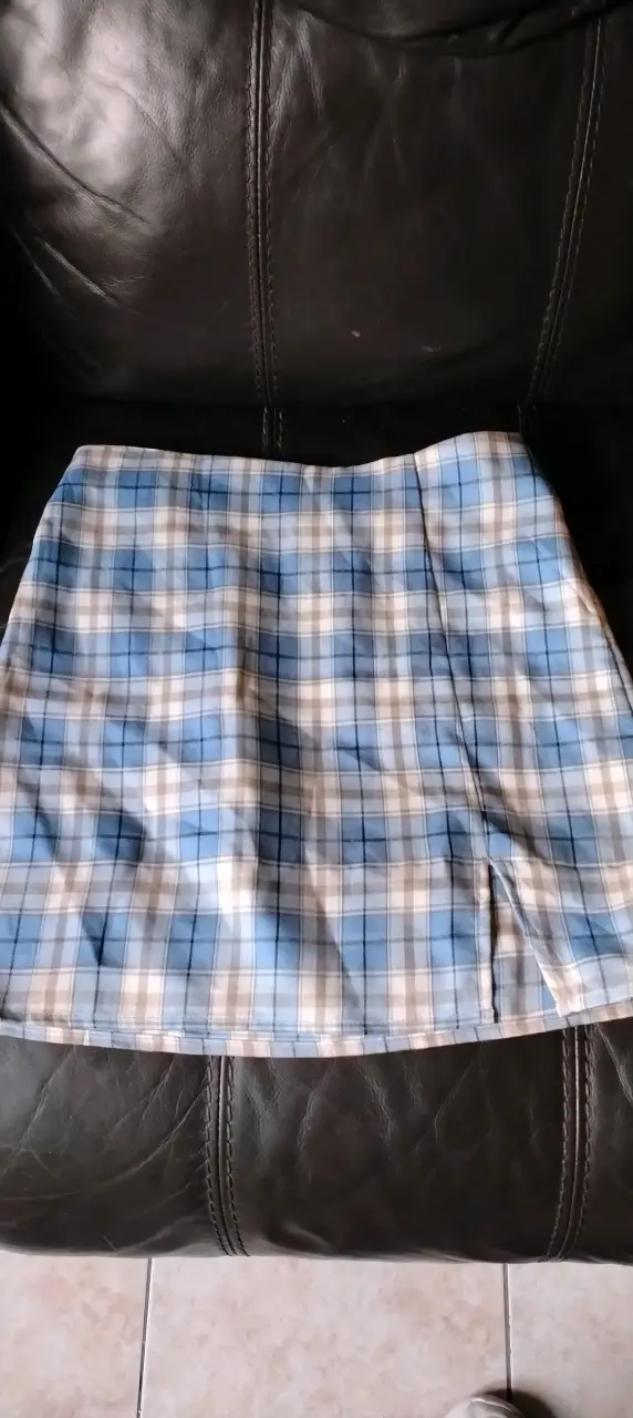 Falda escocesa azul a cuadros para mujer