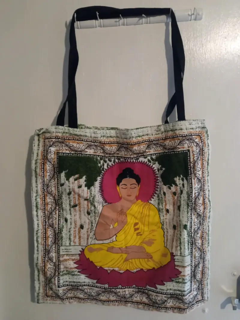 Bolsa de tela con diseño de Buda y sol - 3