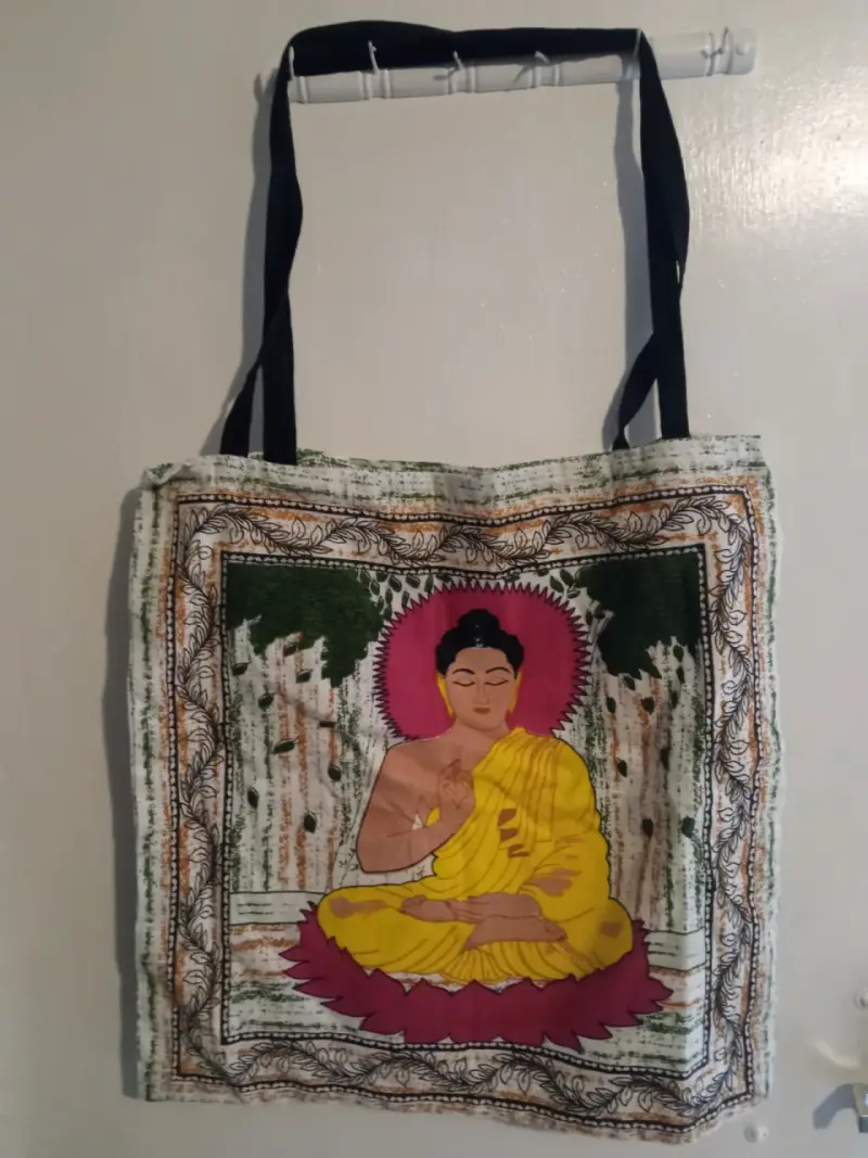Bolsa de tela con diseño de Buda y sol - 5