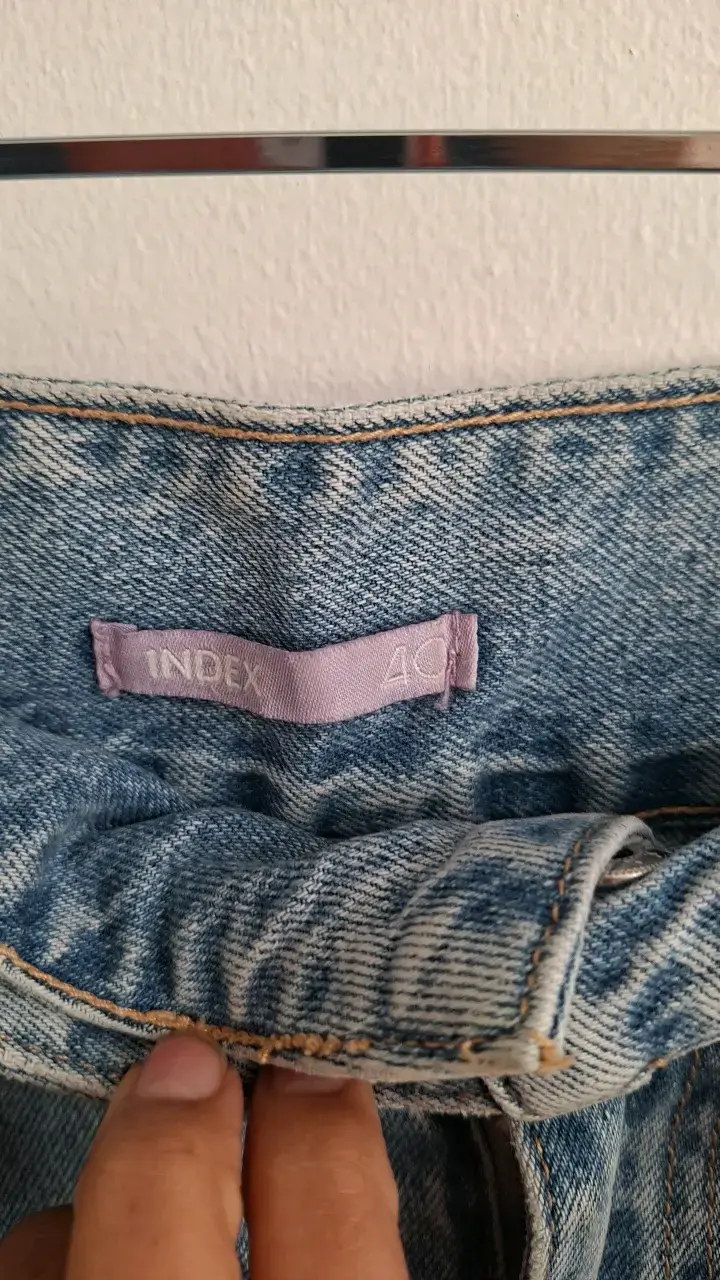 Pantalones cargo de mezclilla azul para mujer - 4