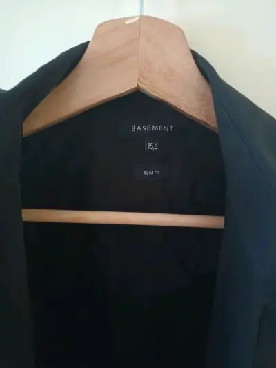 Camisa negra slim fit Basement - miniatura 3