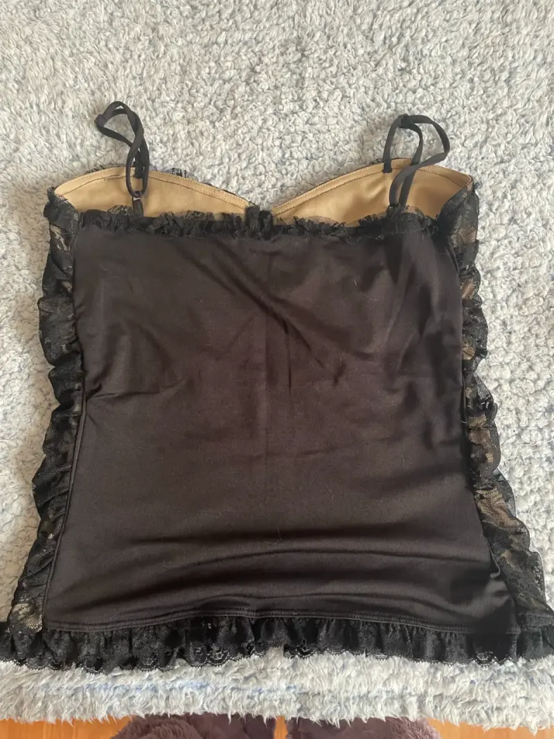 Top de encaje negro para mujer - 2