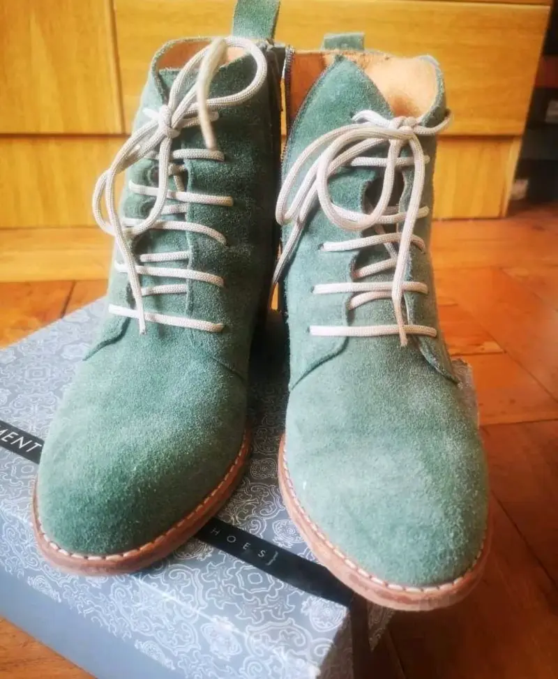 Botines de gamuza verde con cierre lateral - 3