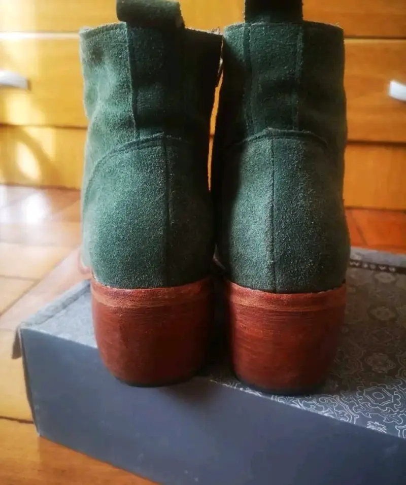 Botines de gamuza verde con cierre lateral - 4