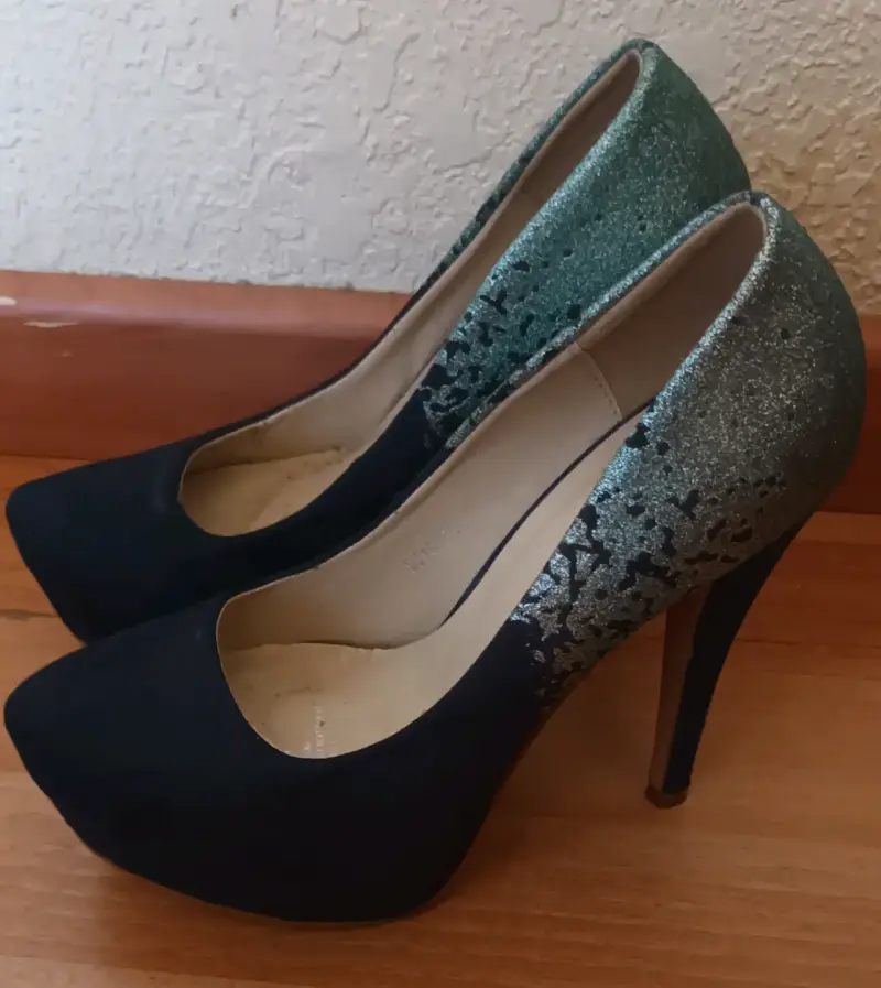 Tacones Altos Glitter Azul marino y Verde