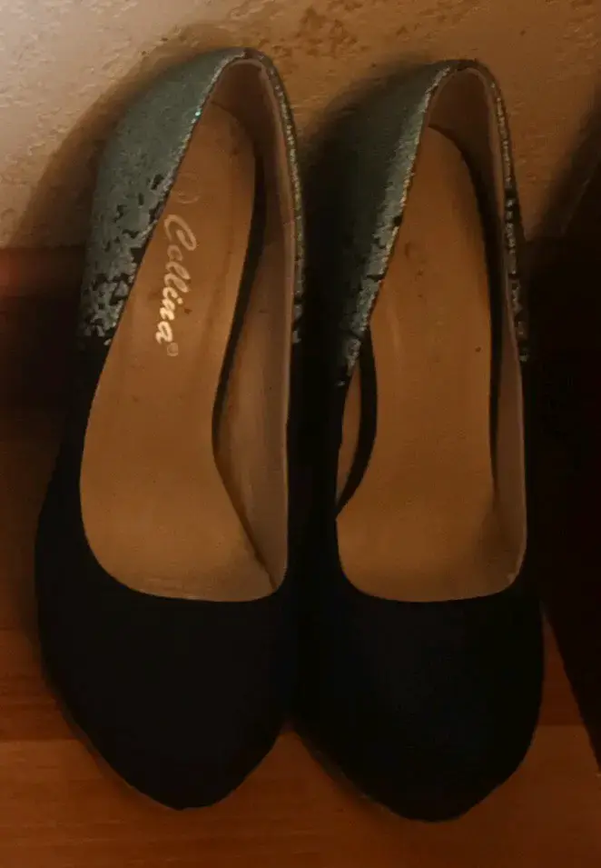 Tacones Altos Glitter Azul marino y Verde - 2