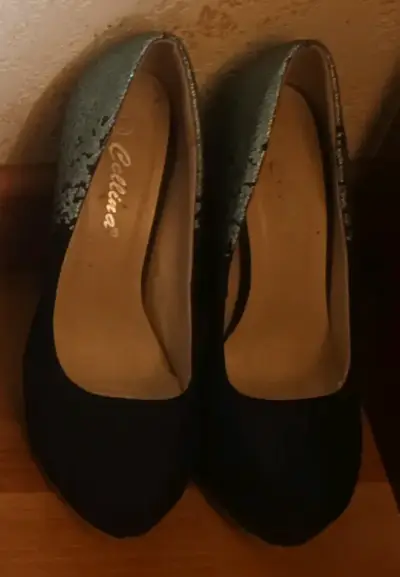Tacones Altos Glitter Azul marino y Verde - miniatura 2