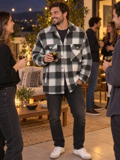 Chaqueta de franela a cuadros para hombre - miniatura 1
