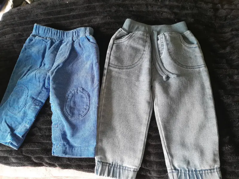 Pantalones para bebé en azul y gris - 1