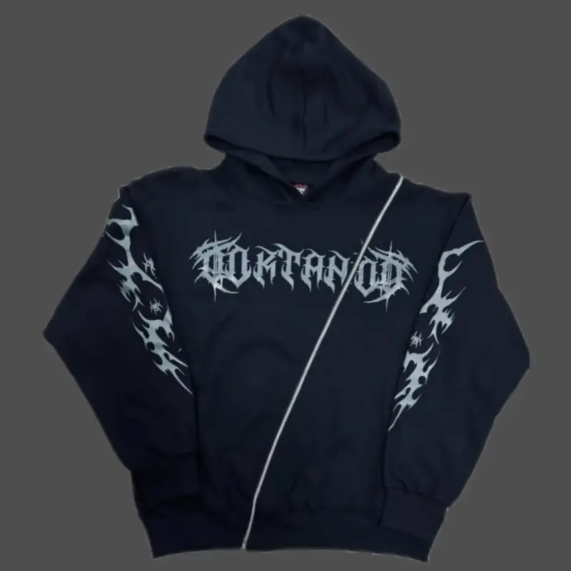 Polerón con capucha diseño gráfico oscuro