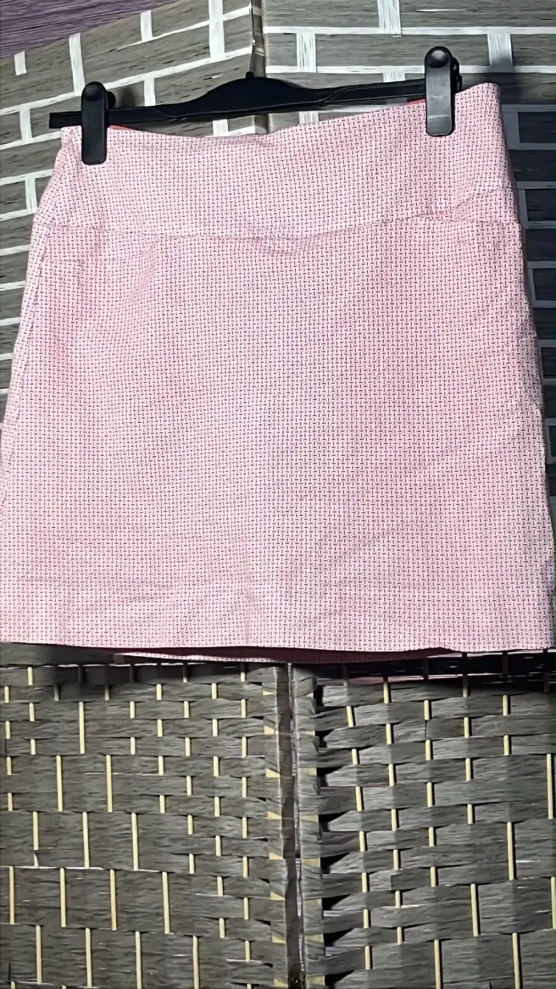Falda pantalón corta tejida rosa para mujer - 1
