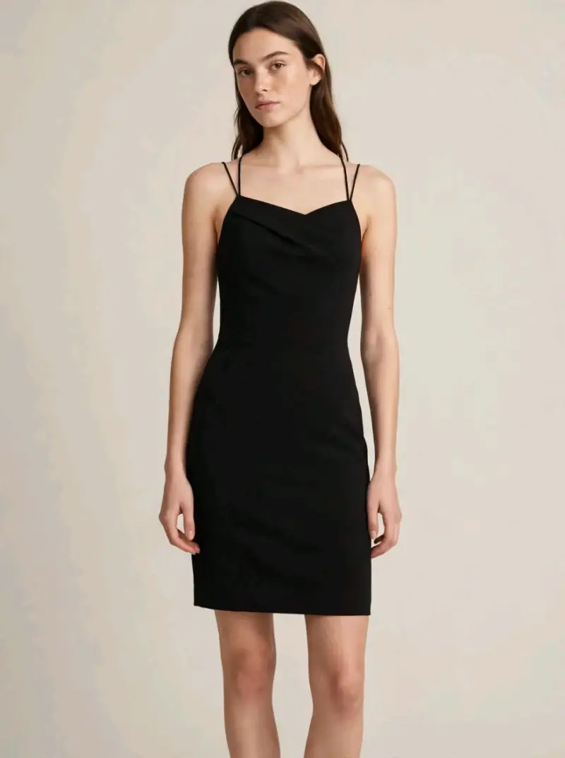 Vestido negro elegante con tirantes delgados - 1