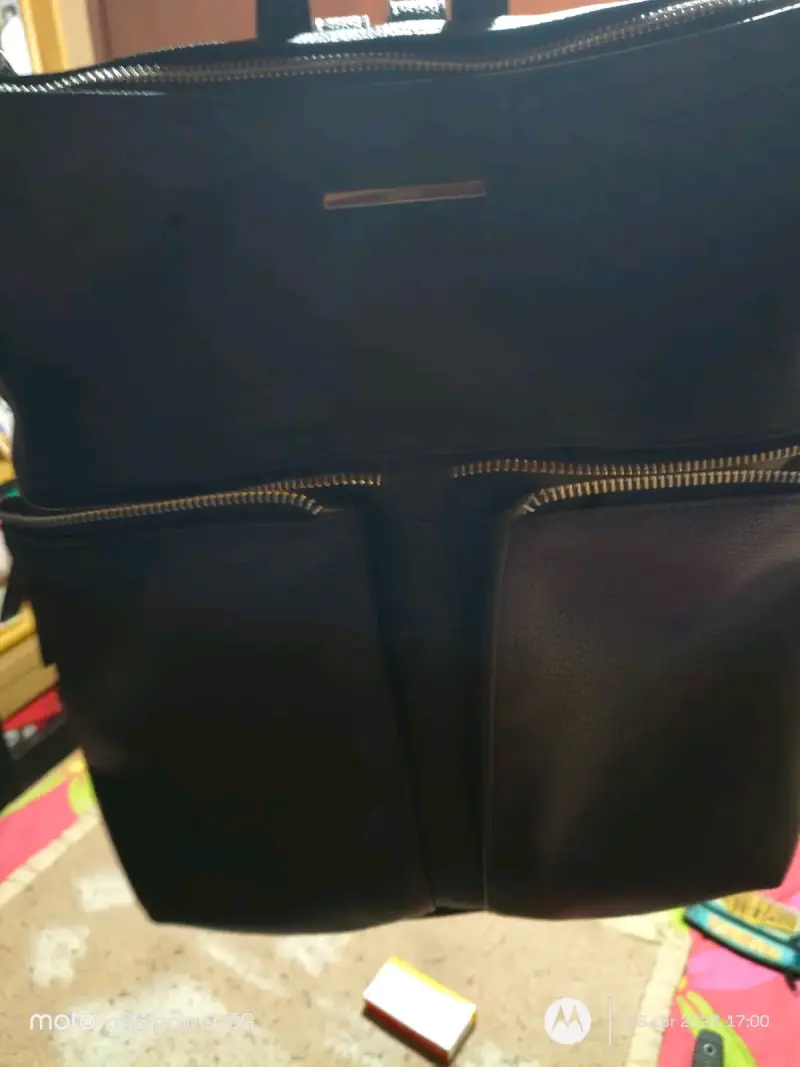 Mochila de cuero negra con bolsillos Gacel - 2