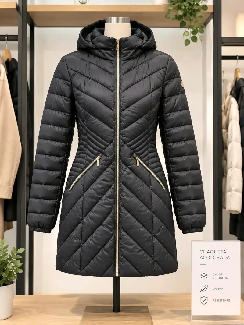 Chaqueta acolchada negra con capucha