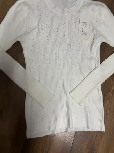 Suéter Blanco con Detalles de Brillo para Mujer - miniatura 2
