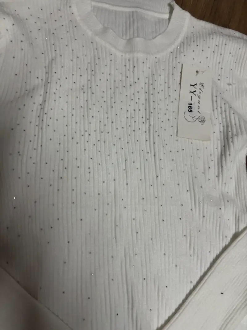 Suéter Blanco con Detalles de Brillo para Mujer - 3