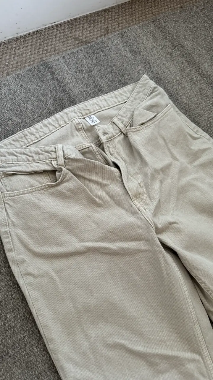 Pantalones beige de algodón para mujer - 2