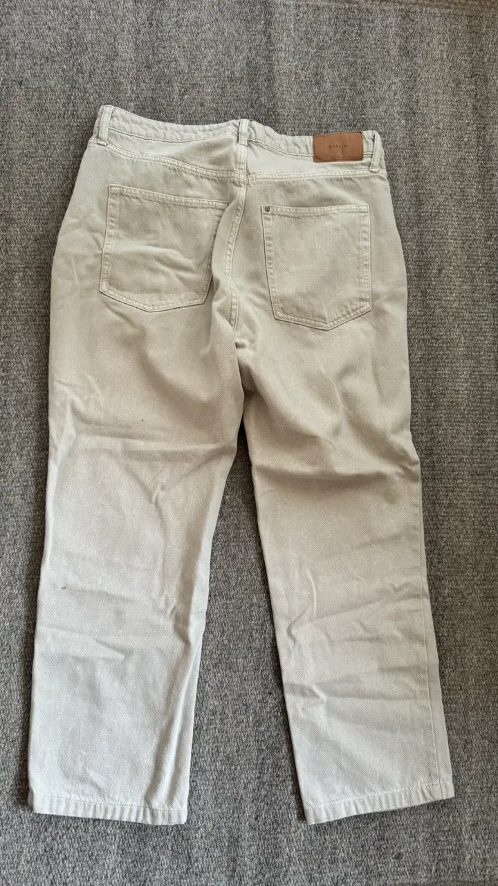 Pantalones beige de algodón para mujer - 4