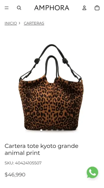 Cartera Tote Kyoto Grande Animal Print Amphora - miniatura 3