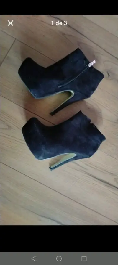 Botines de tacón alto negros con cierre lateral - miniatura 1