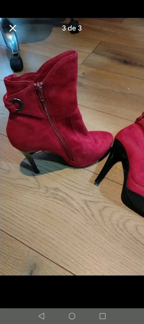 Botines de tacón alto rojos para mujer - 1