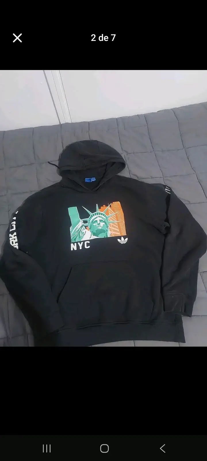 Polerón negro Adidas NYC con capucha - 1