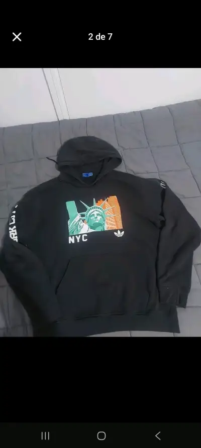Polerón negro Adidas NYC con capucha - miniatura 1
