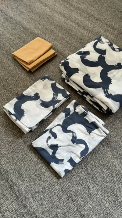 Juego de fundas estampadas azul y beige - miniatura 2