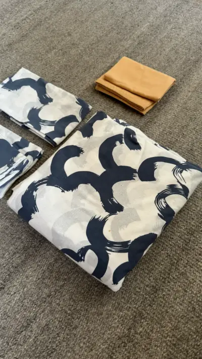 Juego de fundas estampadas azul y beige - miniatura 3