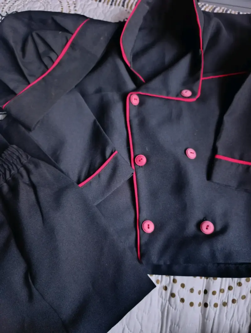Disfraz Cheff negro con ribetes rojos para niño - 1