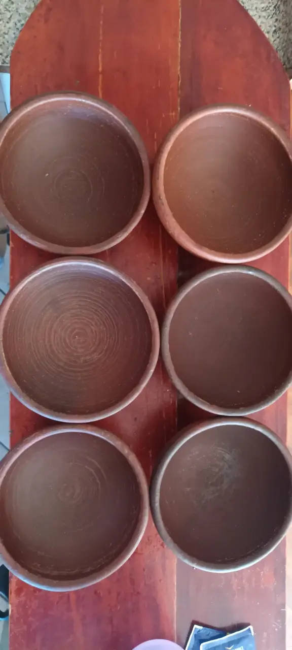 Juego de 6 pocillos de greda artesanal - 2