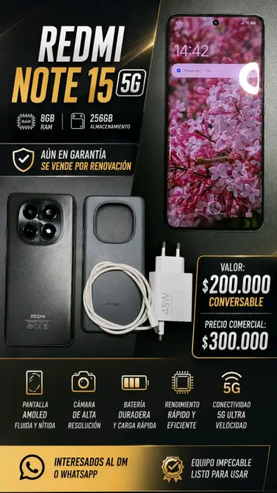 Smartphone Redmi Note 15 5G con 8GB RAM y 256GB - miniatura 1