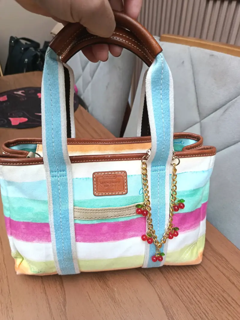 Bolso de mano Coach rayas multicolor - 1